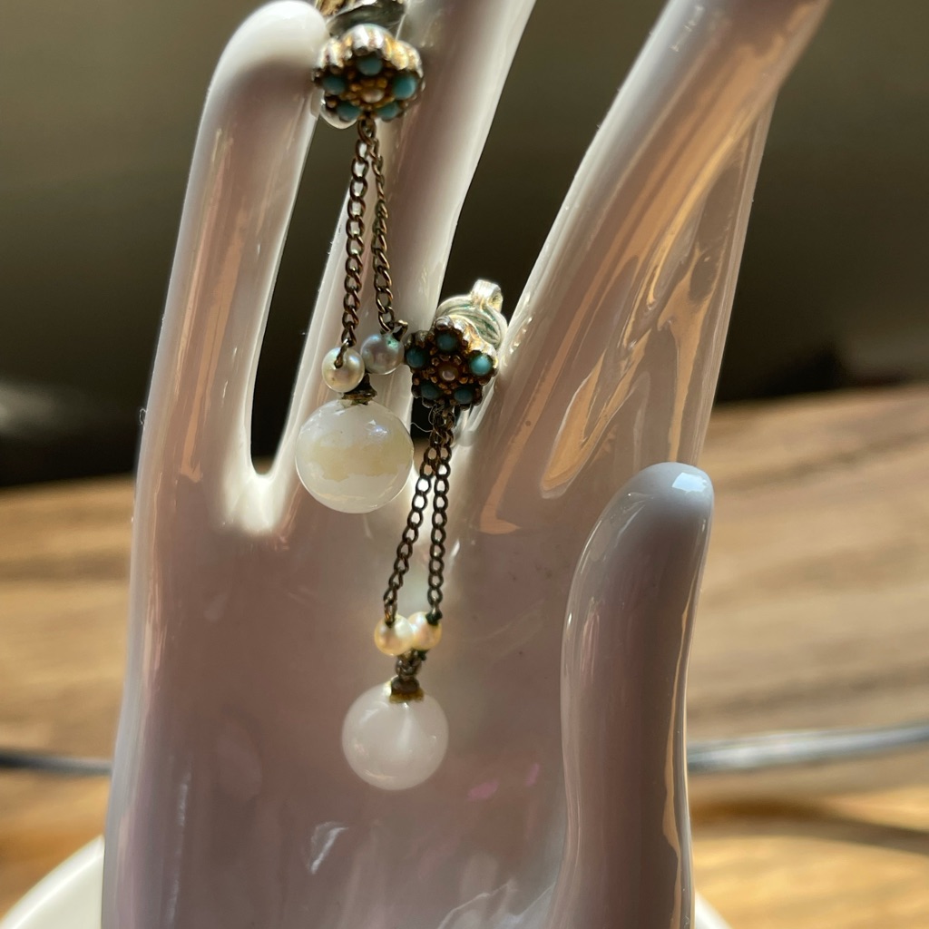 Antique Ciner Drop Earrings Faux Pearl Turquoise 35$